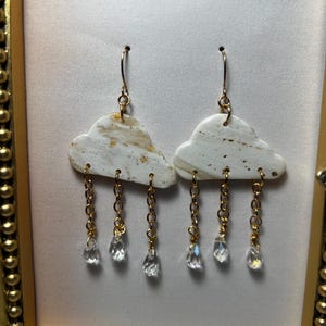 Cloud crystal Earrings | Simple Gold Cloud Clay Earrings