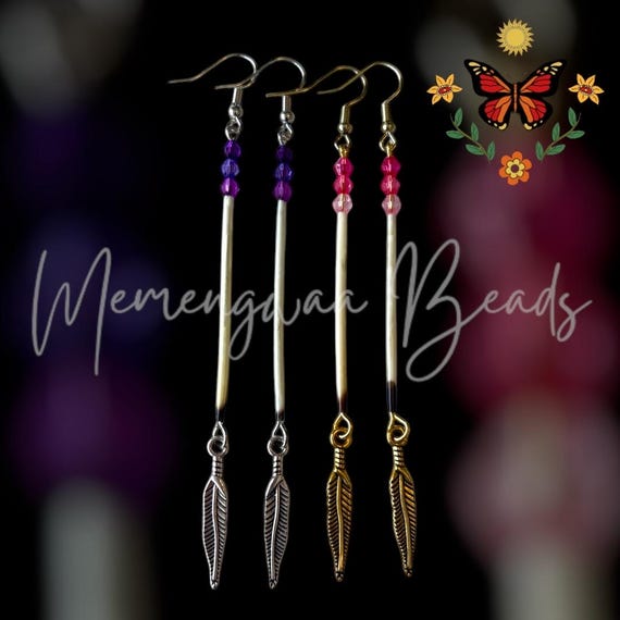 Indigenous Porcupine Quill Feather Earrings Israel