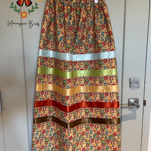 Indigenous Brown Floral Ribbon Skirt