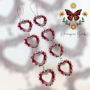 Indigenous 4 Tier Beaded Heart Hoop Earrings