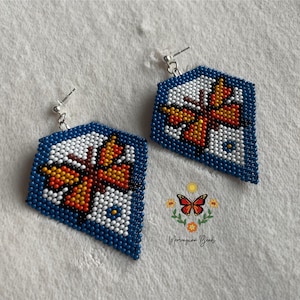 Indigenous Beaded Monarch Butterfly Earrings