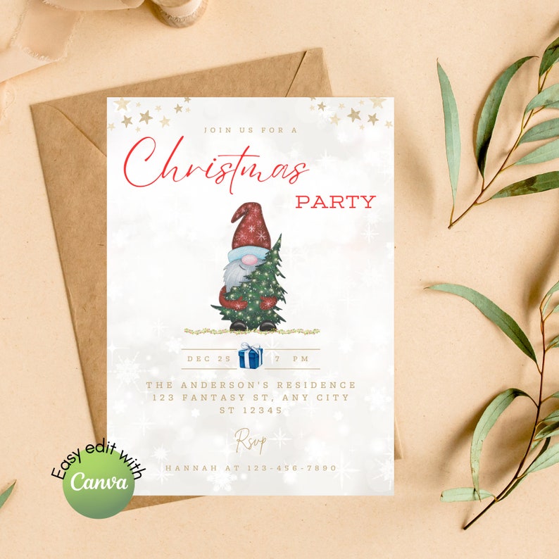 Editable Christmas Party Invitation, Thank You Card Free , Printable