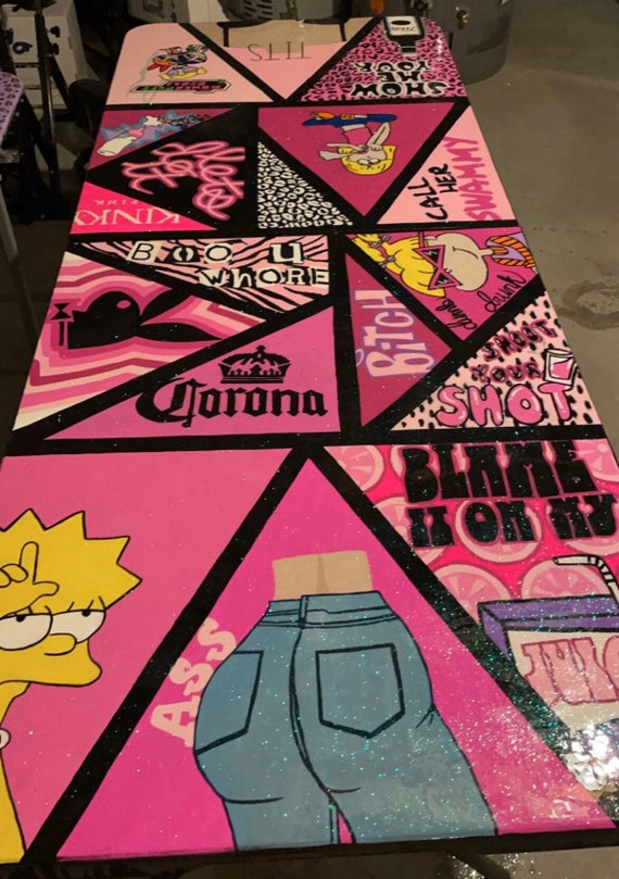 Custom Painted Beer Pong Table by me  Diy beer pong table, Beer pong table  painted, Beer pong table diy