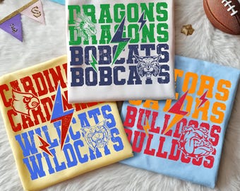 Custom Football House Divided Mascot Tee, Tinatge Team Logo College Shirts, Two College Football shirt, School Spirit T-Shirt, Custom Mascot