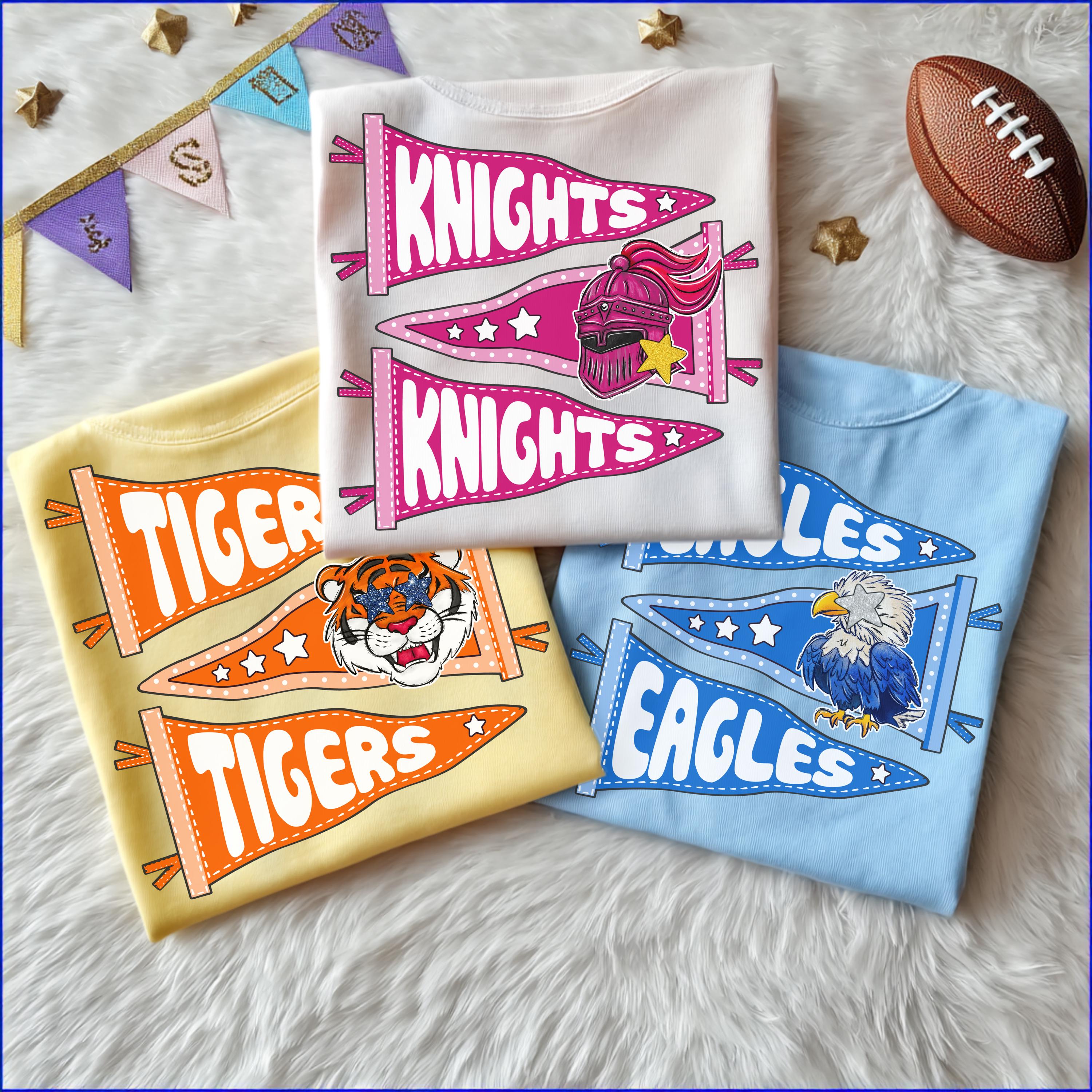 Custom Preppy Mascot Pennants Flag Shirt, Pennant Mascot Spirit Shirt, Mascot School Spirit Shirt,Game Day Shirt, Custom Team Sports Spirit