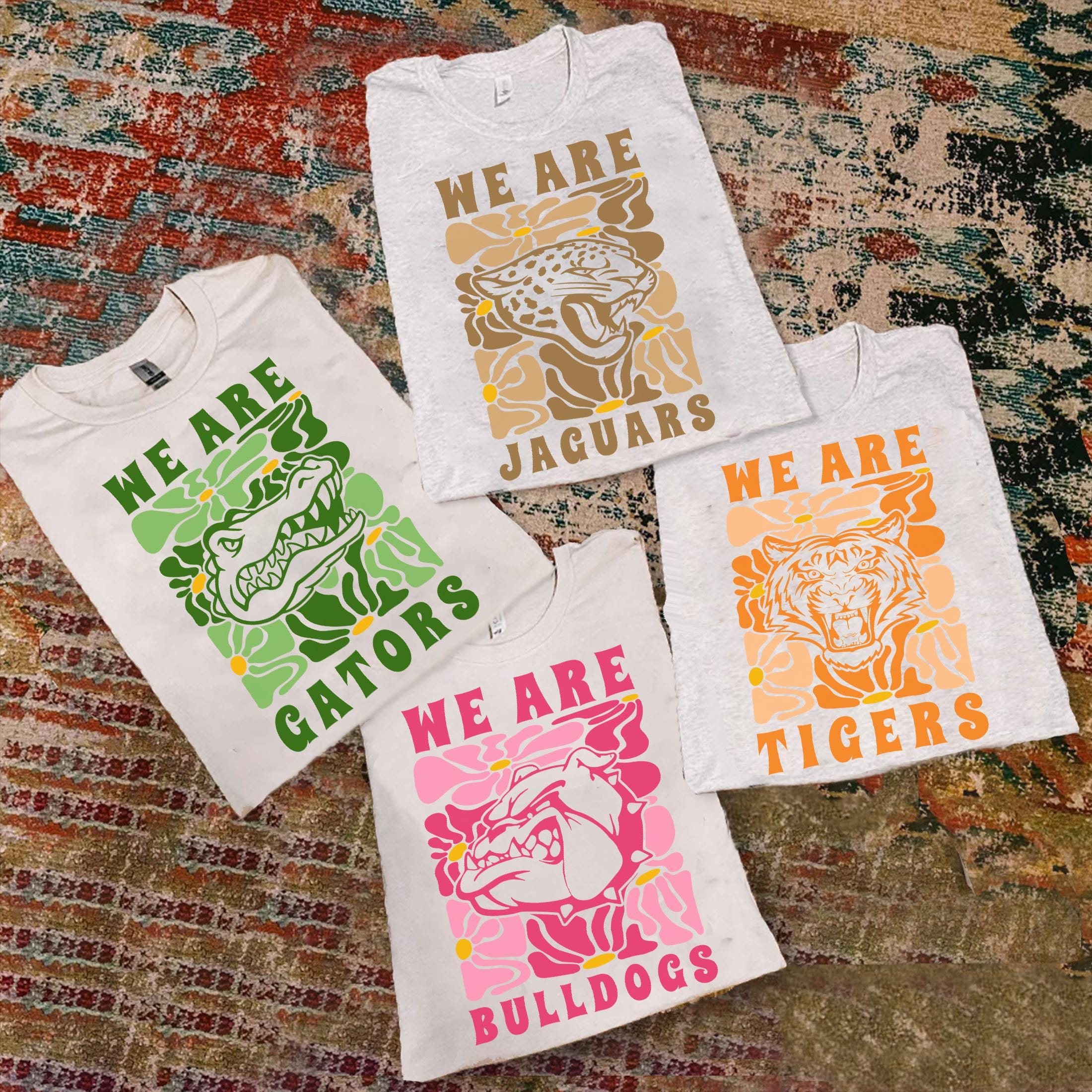 Custom Retro Floral Preppy Mascot Shirt, Custom Mascot Shirts, School Spirit Mascot Shirt Team Fans, Personalized Team Name Shirts
