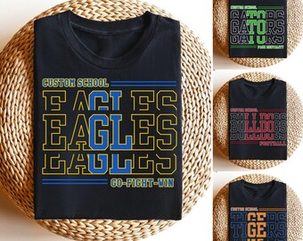 Camiseta personalizada con mascota dividida, camiseta con el espíritu escolar, camiseta del equipo con mascota, camiseta con la mascota del equipo, camiseta personalizada con el nombre del equipo escolar, camiseta escolar personalizada