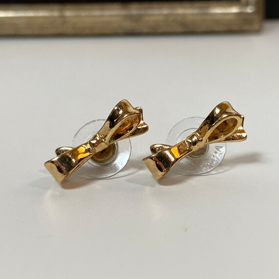 Genuine Vintage Kate Spade Gold Tone Bow Stud Ear… - image 1