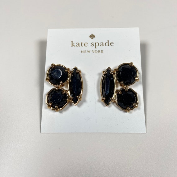 Vintage Kate Spade Gold Tone Black Stud Earrings - Etsy