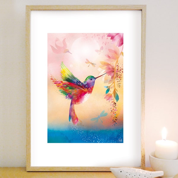 Affiche A4 Colibri - Print illustration A4 Colibri