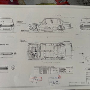 VW Jetta Type 16 1979 construction drawing ART work blueprint