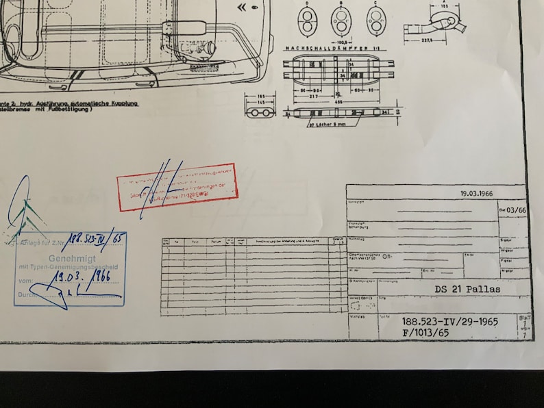 Citroen DS 21 Pallas 1966 construction drawing ART work blueprint image 9