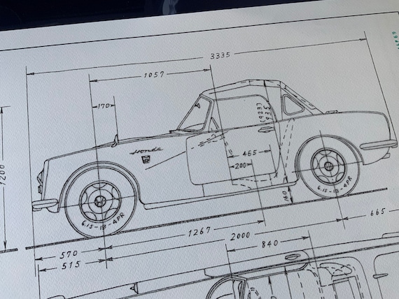Honda AS 800 Cabrio 1966 Construction Drawing ART Work Blueprint