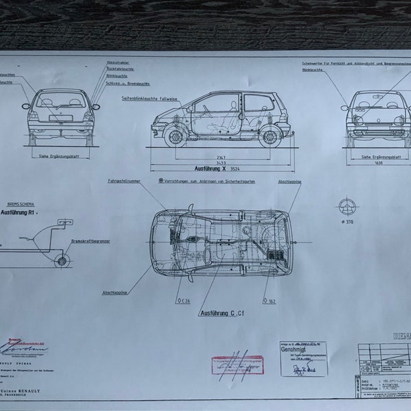Renault Twingo 1992 construction drawing ART work blueprint