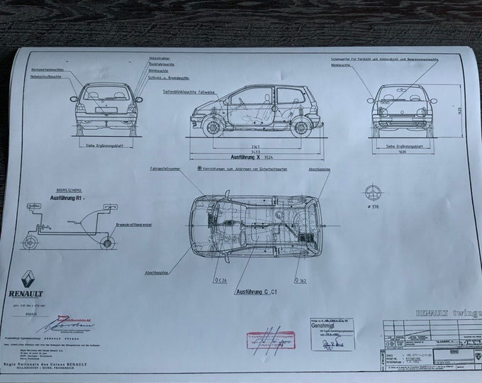 Renault Twingo 1992 construction drawing ART work blueprint