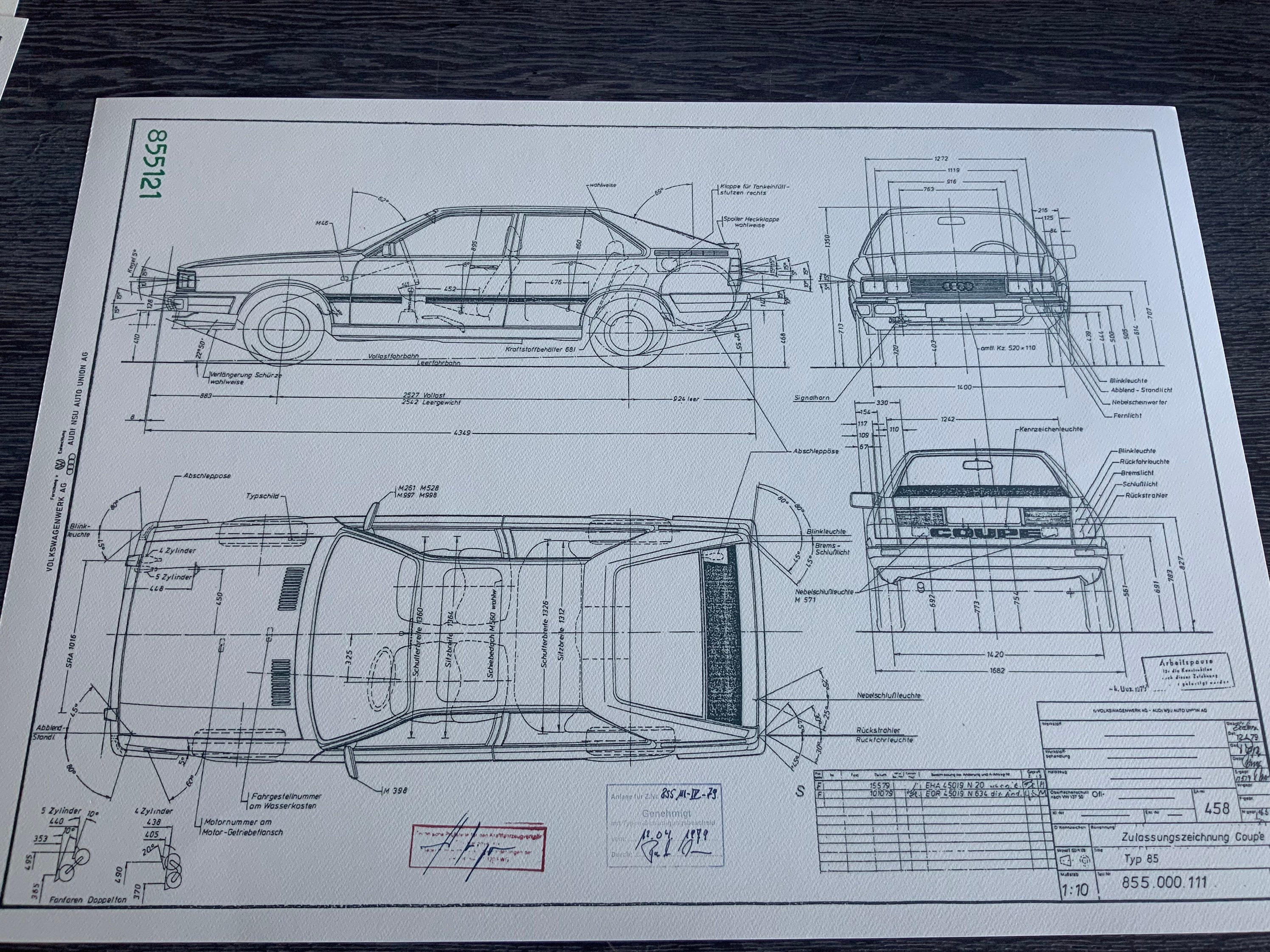 Audi Type 85 Coupe 1979 Construction Drawing ART Work