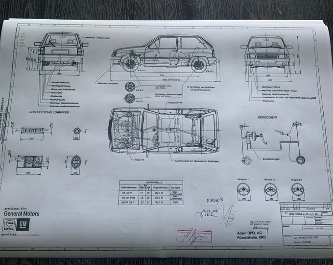 Corsa A 1.3 SB 1982 construction drawing ART work blueprint