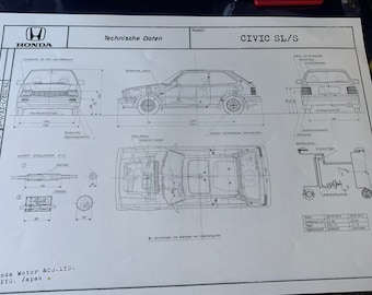 ホンダ シビック SL/S 1981 構造図 ART 作品設計図 - Etsy 日本
