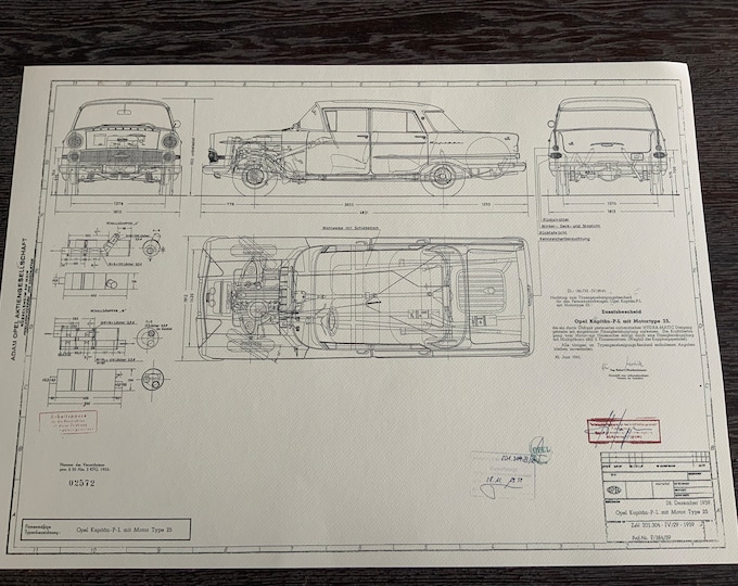 Opel Kapitän P-L 1959 construction drawing ART work