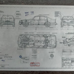 E34 M5 1988 construction drawing ART work blueprint