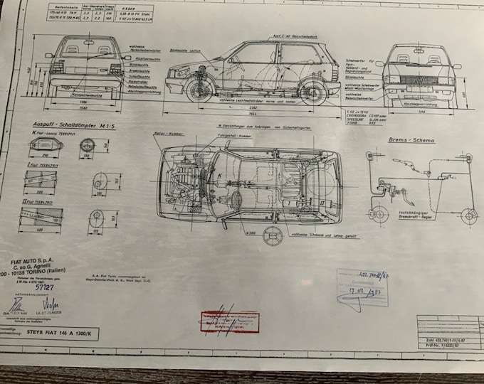 Fiat Uno 146 Facelift 1987 construction drawing ARTwork