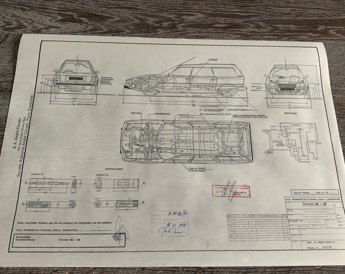 Citroen CX station wagon MA-MN 1977 construction drawing ARTwork