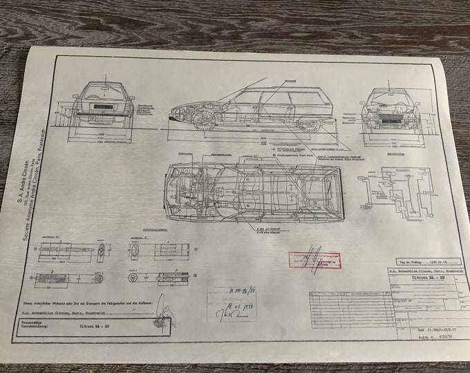 Citroen CX station wagon MA-MN 1977 design drawing ARTwork