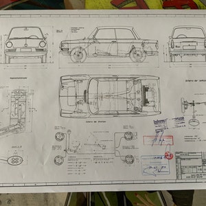 BMW 700 Limousine 1959 construction drawing ART work blueprint
