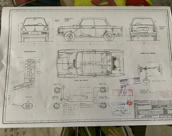 BMW 700 Limousine 1959 construction drawing ART work blueprint