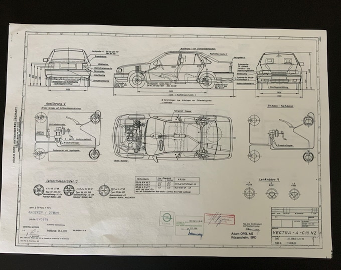 Vectra A C18 NZ from 1990 design drawing ART work Opel
