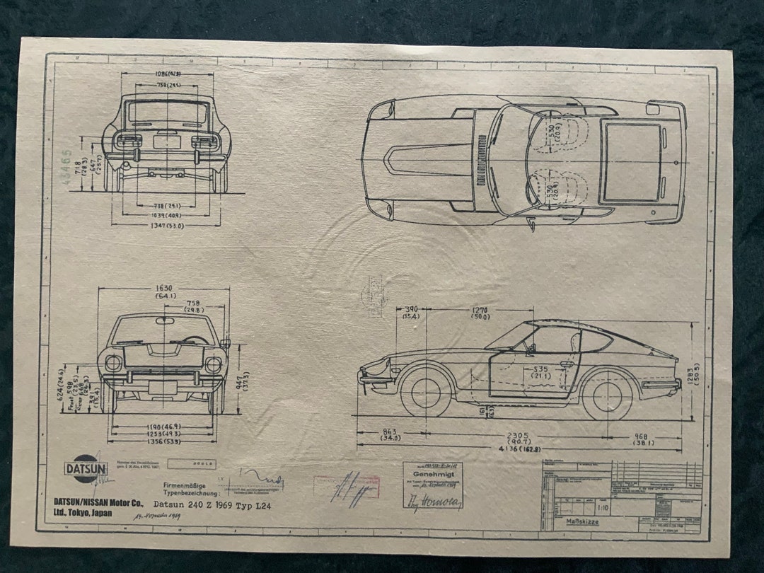 ダットサン 240 Z 1969 建設図面 アートワーク 設計図 - Etsy 日本