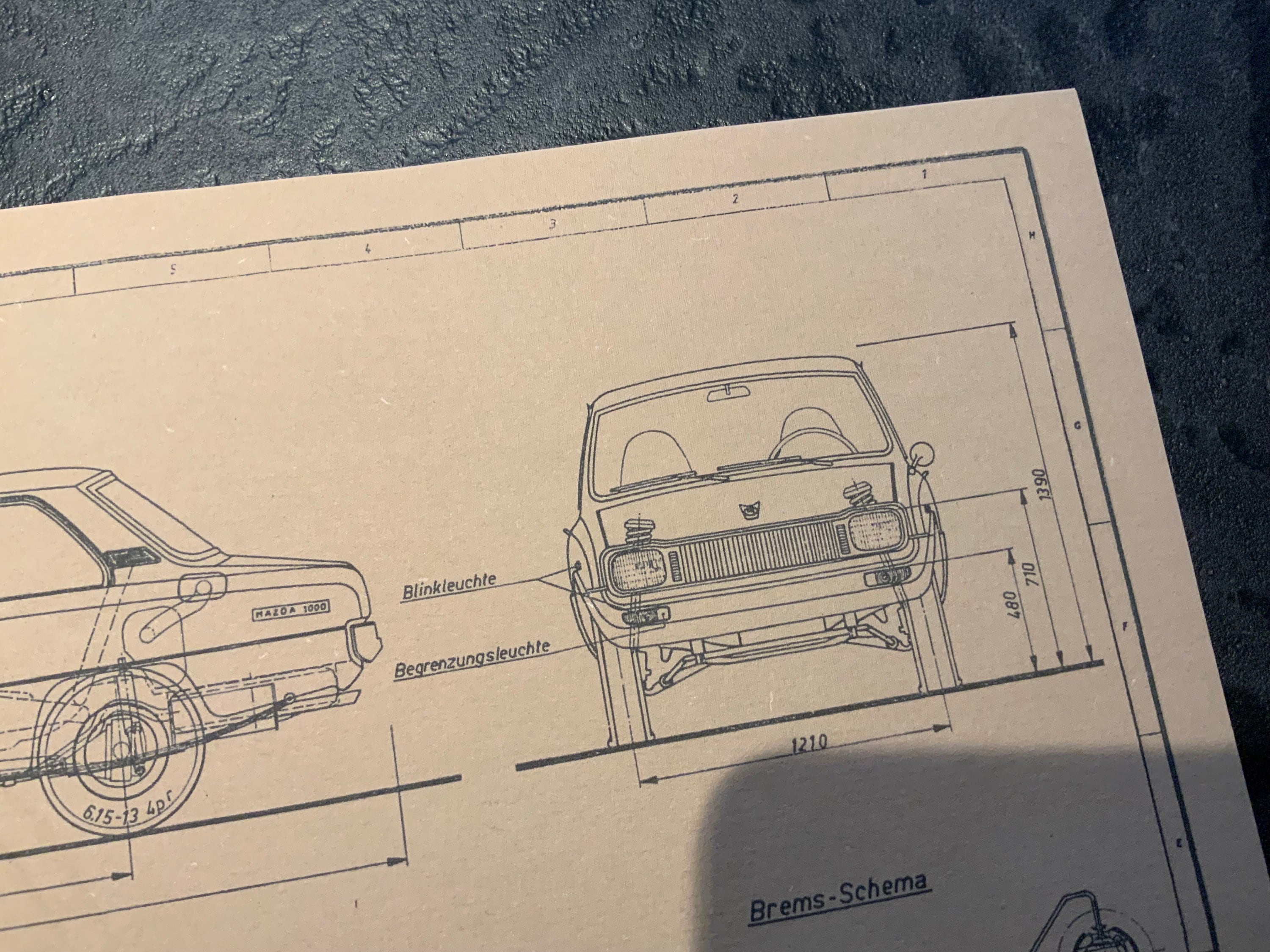 Mazda 1000 Sdan 1972 Construction Drawing ART Work Blueprint - Etsy