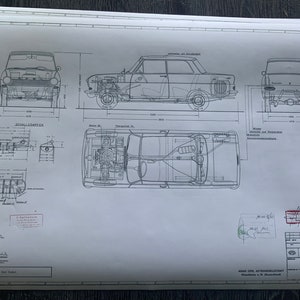Opel Kadett A 1963 dibujo de construcción ARTE plano de trabajo