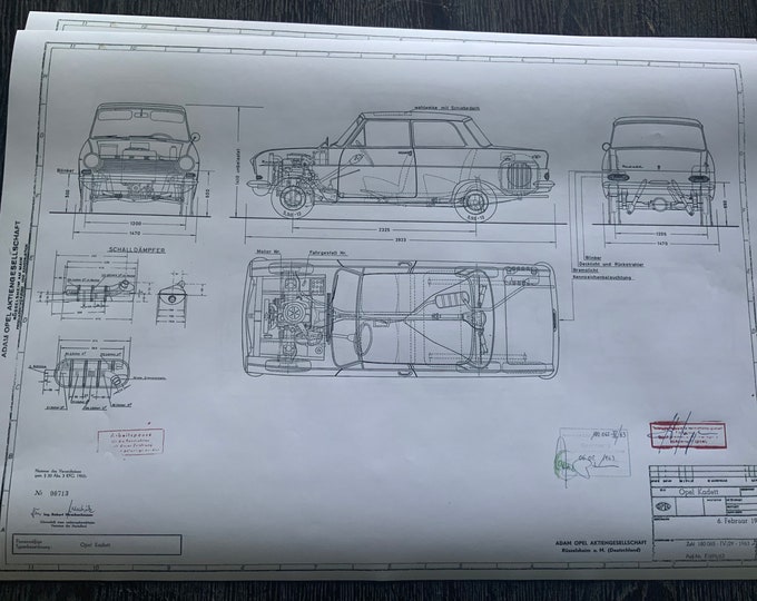 Opel Kadett A 1963 construction drawing ART work blueprint