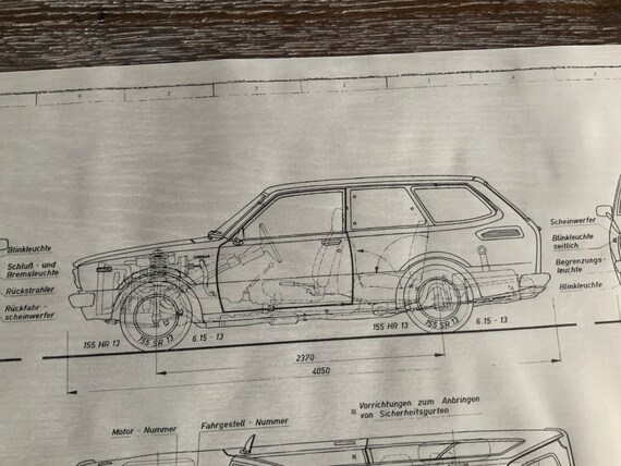 Toyota Corolla KE 36 Station Wagon 1974 Construction Drawing ART