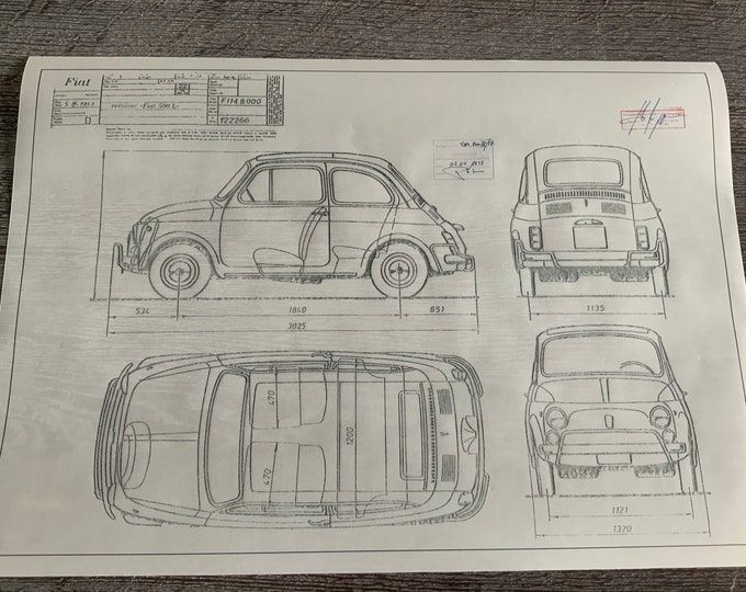 Fiat 500L 1957 construction drawing ARTwork