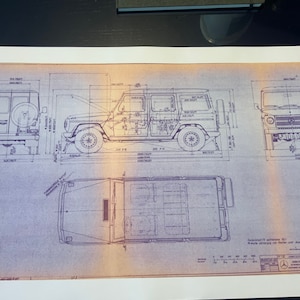 Mercedes G-Class W460 Long 4 Doors Construction Drawing ART work Blueprint