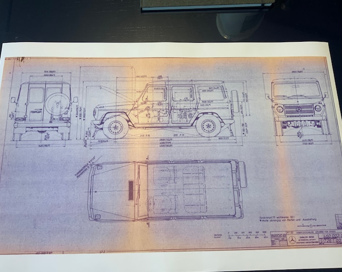 Mercedes G-Class W460 Long 4 Doors Construction Drawing ART work Blueprint