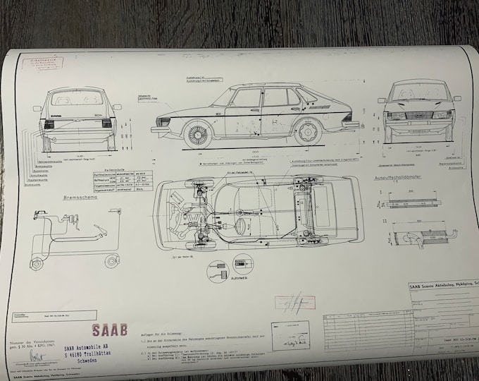 Saab 900 GL-5 ca -tm (TA) 19078 construction drawing ART work blueprint