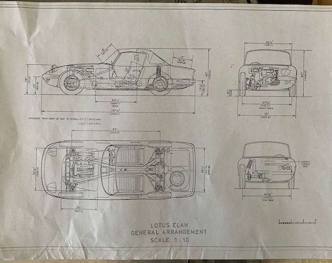 Lotus Elan 1962 construction drawing ART work blueprint