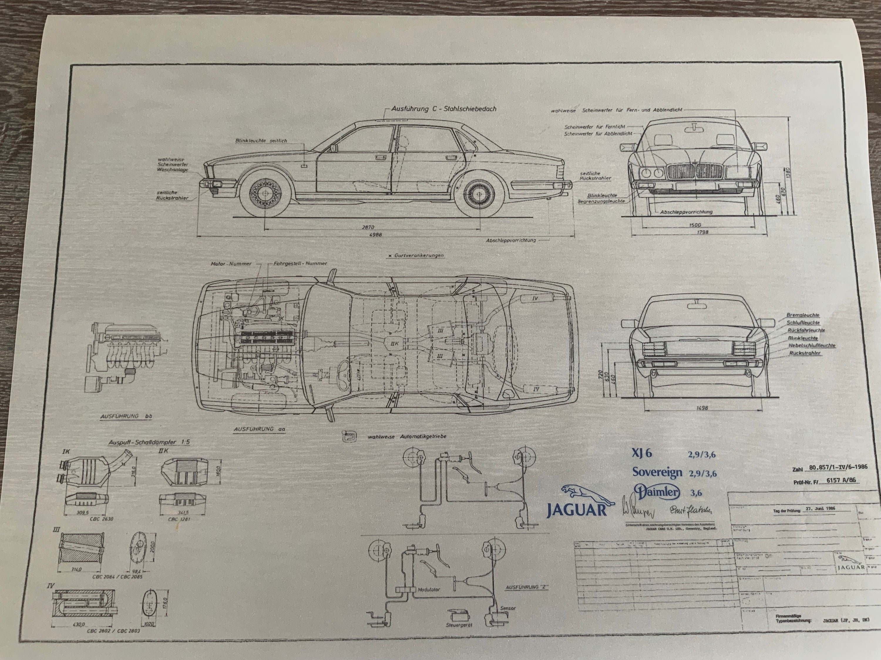 Jaguar XJ 6 1986 2.9L & 3.6L Design Drawing ART Work - Etsy