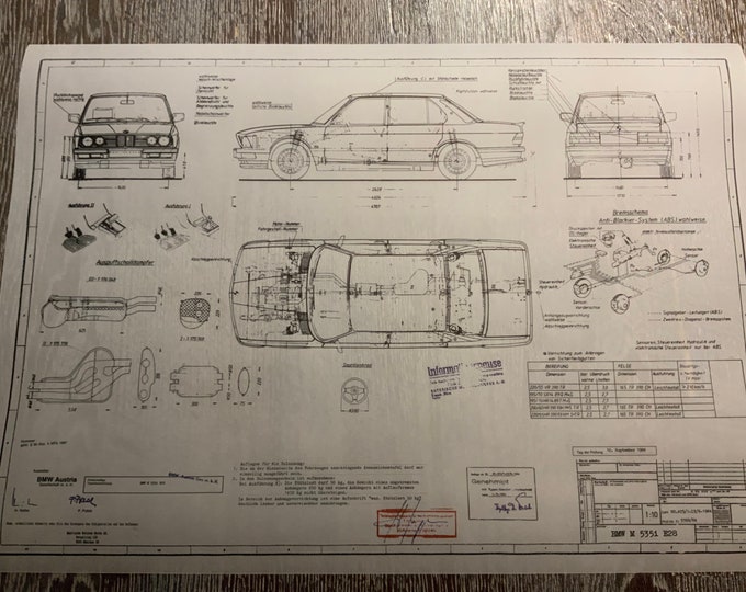 BMW E28 535i M 1984 construction drawing ARTwork