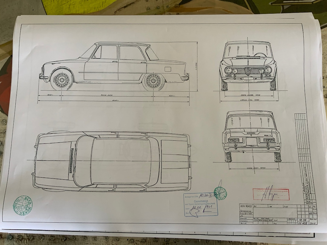 みあまま　車の設計図 アルファ ロメオ ジュリア 1961 建設図面 ART 作品 設計図 - Etsy 日本