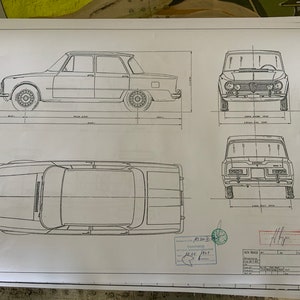 Alfa Romeo Giulia 1961 construction drawing ART work blueprint