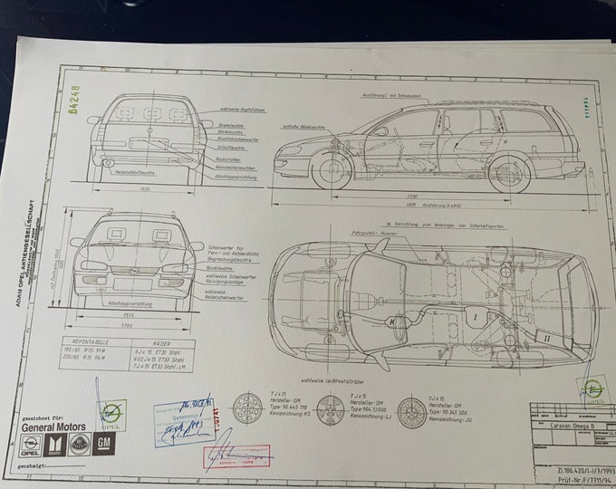 Opel Omega B Caravan 1994 construction drawing ART work