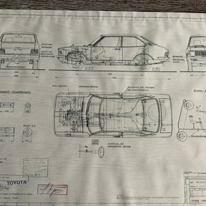Toyota Corolla 1200 Sedan 1971 construction drawing ART work blueprint
