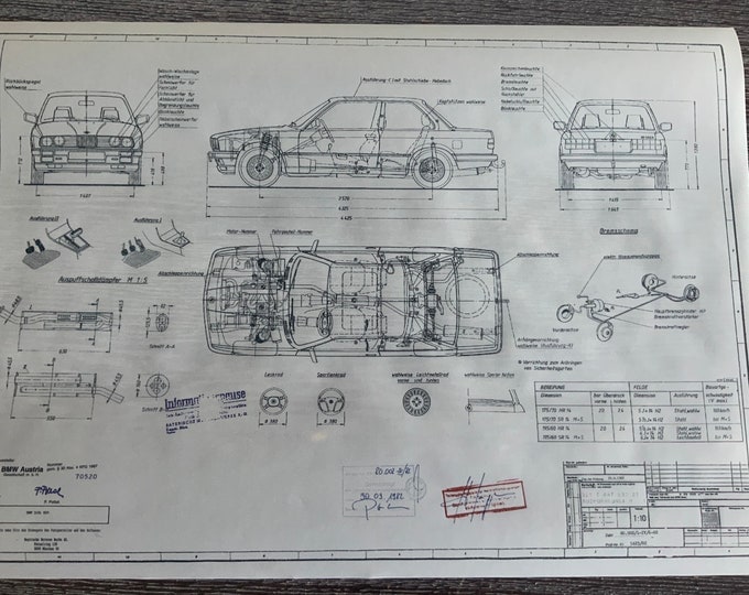E30 BMW 318i 2 Door 1982 Construction Drawing ARTwork