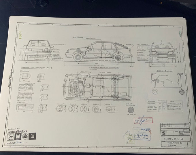 Ascona C CC LZ hatchback 1986 design drawing ART work Opel