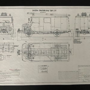 Opel Blitz Rosenbauer 1966 design drawing ART work Opel