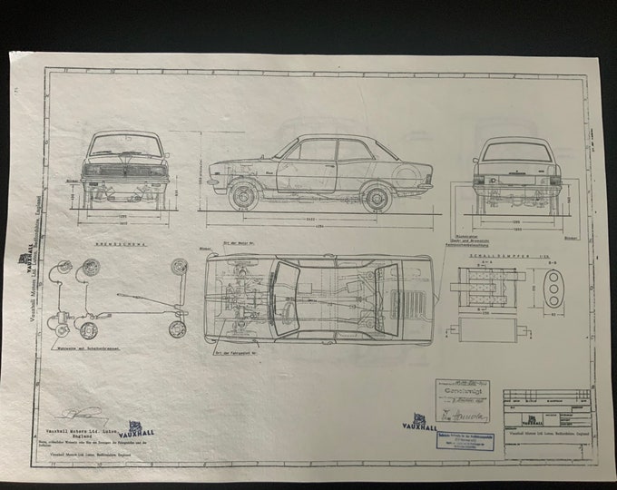 Vauxhall Viva 1966 construction drawing ART work blueprint